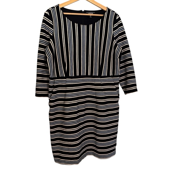 Lands' End Womens Blue White Striped Long Sleeve‎ Sheath Dress - Picture 1 of 11